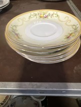 Seven Meito China Porcelain Japan Floral Gold &amp; Yellow Saucers - £15.61 GBP