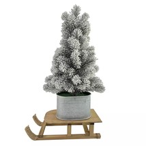 NEW! St. Nicholas Square Sleigh Potted Flocked Christmas Tree Floor Décor 28&quot; - $69.29