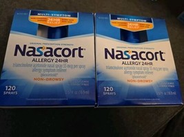 2 Pc Nasacort Non Drowsy 24 HR Allergy Nasal Spray 120 Sprays 0.57oz  (B... - £25.55 GBP