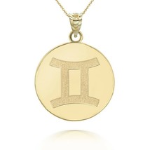 Personalized Name 10k 14k Solid Gold Zodiac Sign Gemini Pendant Necklace - £191.72 GBP