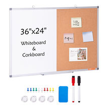 VEVOR 36x24" Magnetic Whiteboard/Cork Combo Aluminum Frame School Office  - $32.99