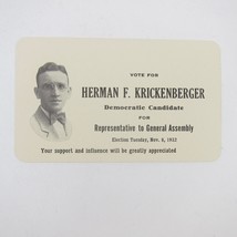 Political Campaign Election Card Greenville Ohio Herman Krickenberger 1932 Vintg - £24.12 GBP