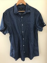 Banana Republic Navy Denim Blue Cotton Pattern Slim Fit Button Up Shirt ... - $19.79