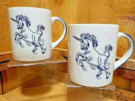 Vintage 2 Unicorn Otagiri Mugs Made in Japan Blue and White by Smith Western  - $49.49