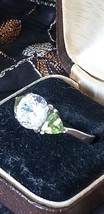 Vintage 1980-s Green Peridot and CZ Sterling Silver Ring Size UK N US 6 3/4 - $1,413.45 MXN