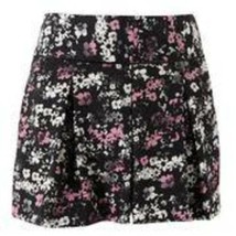 Womens Dress Shorts Elle Black Floral Satiny Belted Pleated $44 NEW-size 14 - £15.79 GBP