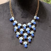 Womens Fashion Blue Choker Costume Beaded Statement Necklace with Lobster Clasp - $26.73