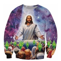 galaxy  3d print Long sleeve Sweatshirt Men Women crewneck Pullover harajuku sty - £60.61 GBP