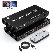 8K Hdmi Switch 5 In 1 Out, Hdmi 2.1 Switcher Selector 5 Port With Ir Rem... - £58.63 GBP