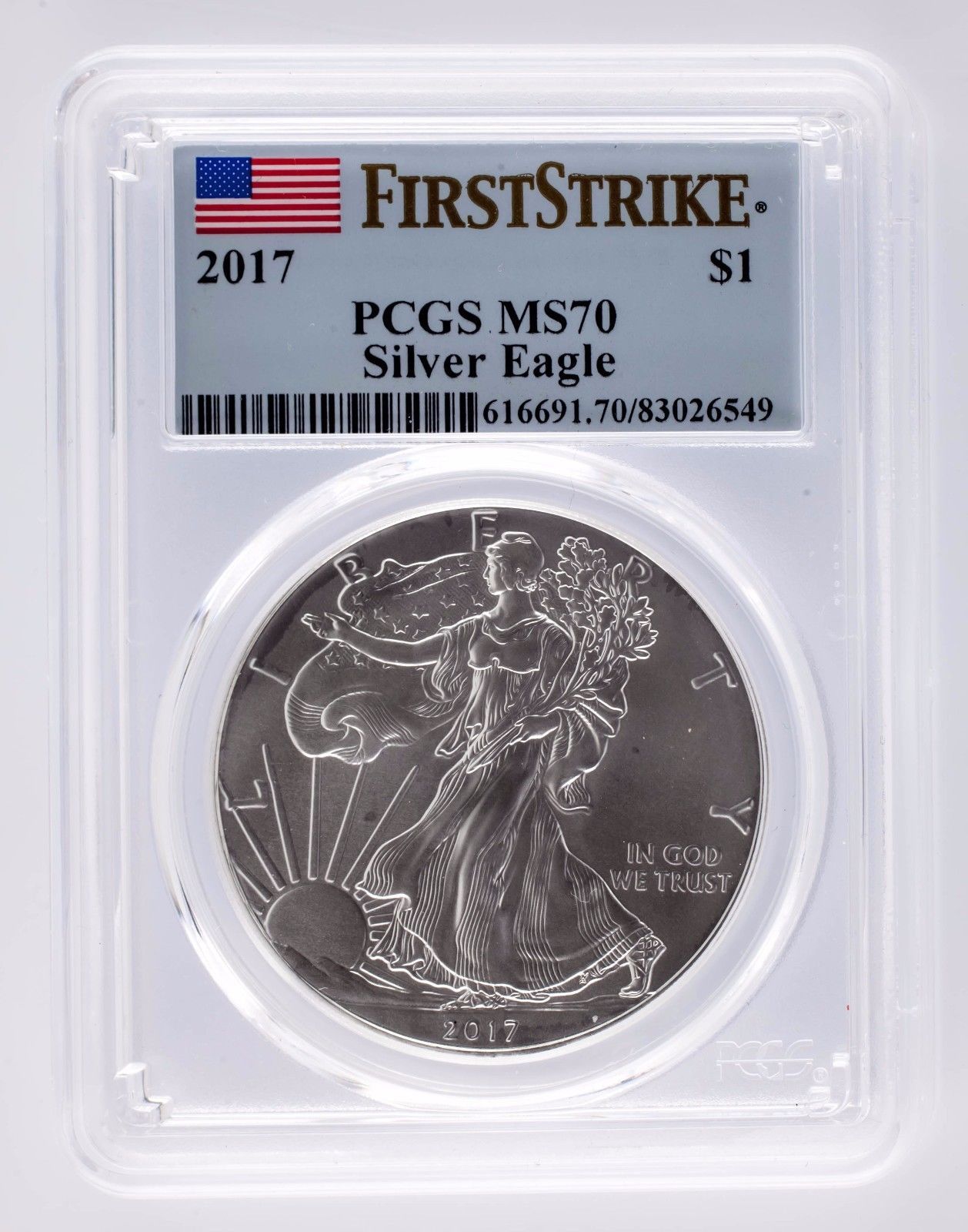 2017 Silver 1oz American Eagle $1 First Strike PCGS Graded MS 70 - $102.90