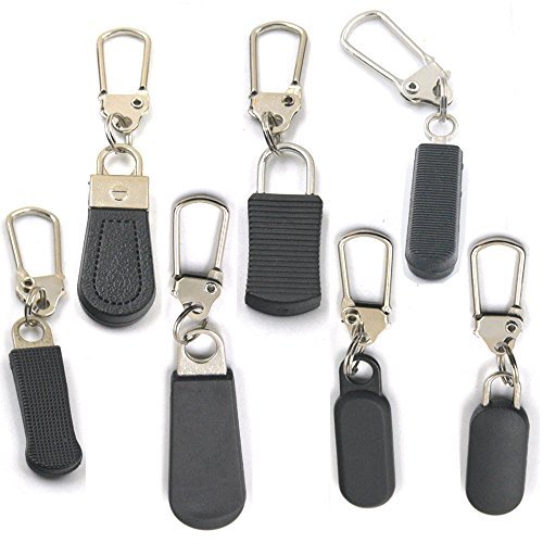 Bluemoona 12 Pcs - #5 Zipper Slider Pull Tab Instant Set Replacement Molded Clos