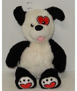 Build a Bear Dog with Heart Eye Patch 16&quot; Plush Stuffed Animal Black Whi... - $20.17 CAD