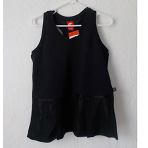 Nike Sport Court Tennis Peplum TankTop Racerback Black Mesh Women Medium Stretch - £12.68 GBP