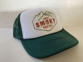 Vintage Great Smoky Mountains Hat Trucker Hat Adjustable snapback Dark Green - £12.06 GBP