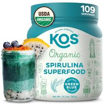 KOS USDA Organic Spirulina Powder, Natural Taste - 100% Pure, Non-Irradi... - $19.79