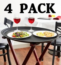 4 Pack 27&quot; Black Oval Non-Skid Plastic Restaurant Commercial Bar Serving... - $173.99