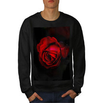Wellcoda Beauty Red Rose Mens Sweatshirt, Romantic Casual Pullover Jumper - £23.62 GBP+