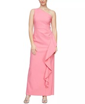 ALEX &amp; EVE Women&#39;s Ruffled One-Shoulder Dress Guava Size 10 $269 - £91.14 GBP