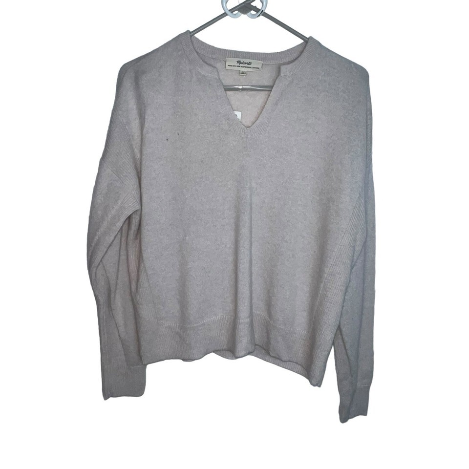 MADEWELL 100% CASHMERE VNECK SWEATER BEIGE NQ451 WOMEN XS PULLOVER SOFT ... - $25.14