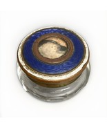 Antique Laud Gold Silver Blue Enamel Glass Jar W/ A Portrait - $24.74
