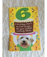 Happy Birthday Hallmark Card Dog and Cake 6 Years Yellow Green - £3.20 GBP