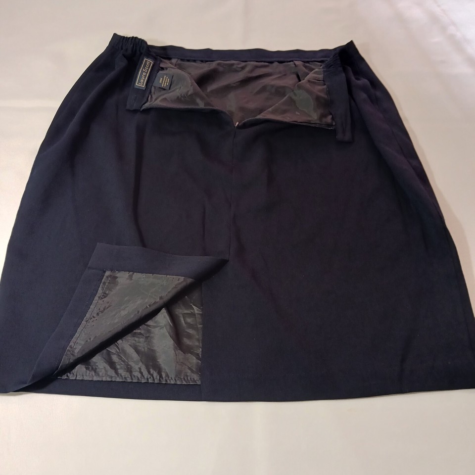 Laura Scott Women's Back Zip & Slit Blue Skirt Size 20W Waist 36" Made In USA Item image 10