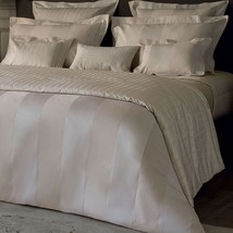 Yves Delorme Ivory Queen Duvet Set 3 PC Wide Stripes Reversible Must Have NEW - £283.77 GBP