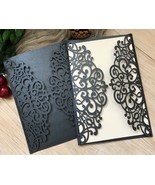 50pcs Black laser cut Wedding Invitations,Invite,Custom Laser Cut invite... - $57.40