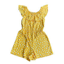 Lily Bleu Girls Romper Size 8 Yellow Floral Ruffles Shorts - $9.60