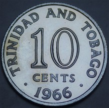 Trinidad &amp; Tobago 10 Cents, 1966 Proof~RARE~1st Year Ever~8,000 Minted~Free Ship - £7.08 GBP