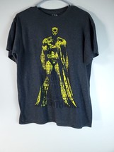 Batman T Shirt Mens Medium Dark Gray Knit Cotton Short Sleeve Crew Neck Pullover - £11.68 GBP