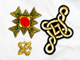 APPLIQUES 1 fleur-de-lys 1 Maltese style cross 1 achievement patch (appl... - $6.50