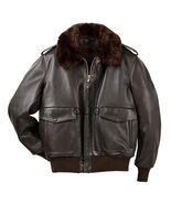 Mens Genuine Brown Bomber Leather leder Jacket  Vintage with Synthetic Fur - $257.17+