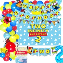 Two Infinity And Beyond Backdrop Buzz Banner Light Year Cake Topper Toy Inspired - £30.32 GBP