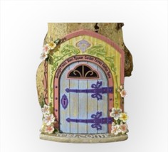 Fairy Door Figurine 12" High with Textural Wood and Floral Detailing Welcome - £33.23 GBP