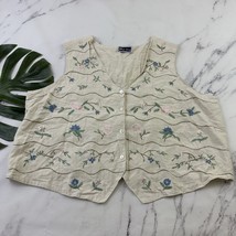 Blue Spruce Womens Vintage 90s Embroidered Vest Size 3xl Pink Floral Cot... - $29.69