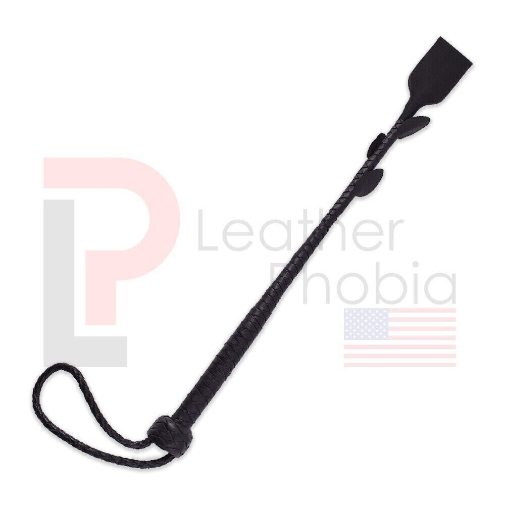 Real Handmade Leather Spanking Crop Black BDSM Leather Slapper Slave Fet... - $20.56