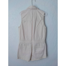 Signature8 Beige Romper Shorts Women Small Button Up Sleeveless Waist Ti... - $16.82