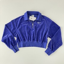 Nike Women 1/4 Zip Crop Velour Sweatshirt - DQ5938 - Purple 430 - XL - NWT - £26.27 GBP