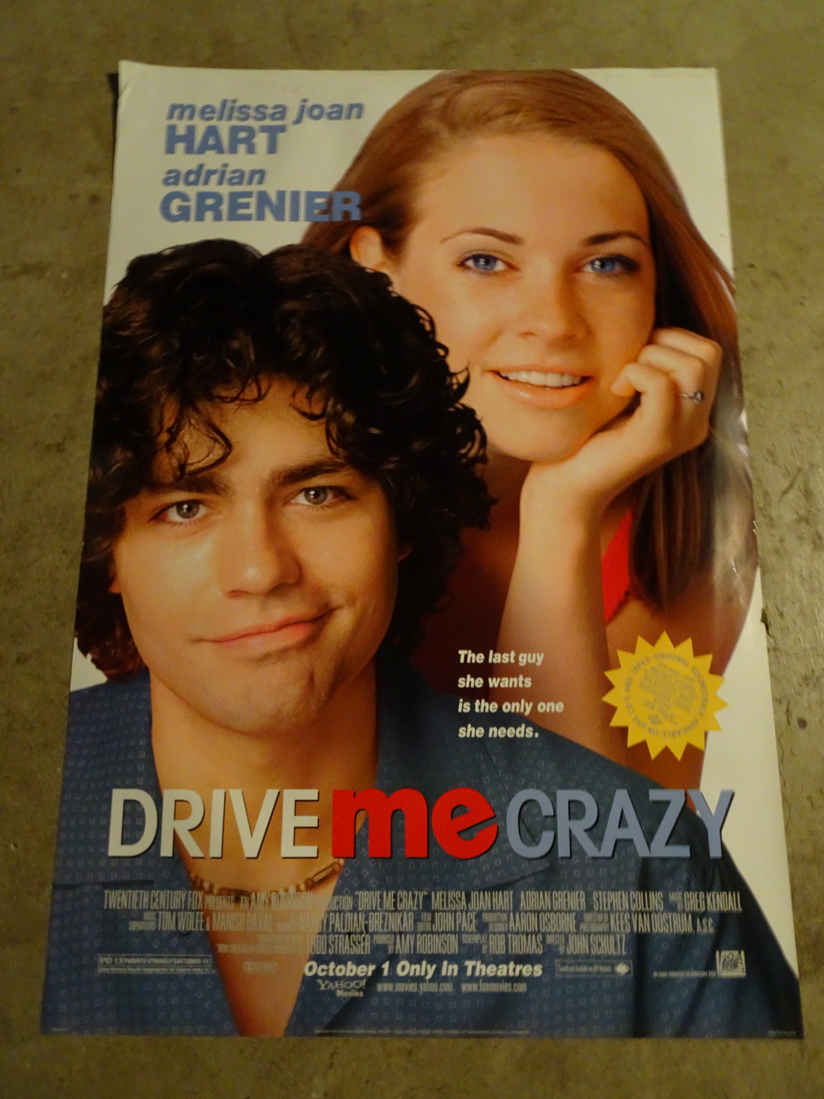 DRIVE ME CRAZY - MOVIE POSTER WITH MELISSA JOAN HART AND ADRIAN GRENIER  - $20.00