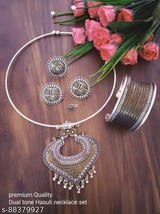 Indian Women Silver Oxidized  Combo Necklace Set Bohemian Fashion Jewelry Gift - £32.59 GBP