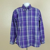 Tommy Hilfiger Long Sleeve Button-Up Shirt Mens Size M Purple Plaid TZ25 - $9.89