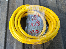 24JJ74 ELECTRICAL CABLE: YELLOW 14/3 STO, 15&#39; LONG, VERY GOOD CONDITION - $8.55