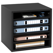 VEVOR Wood Literature Organizer Adjustable File Sorter 5 Compartments Black - $54.99