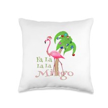 Fa La Mingo Pink Flamingo Tropical Christmas Throw Pillow, 16X16, Multicolor - £26.44 GBP