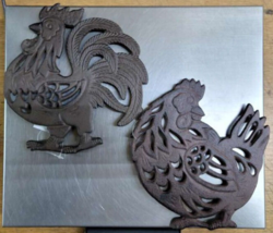 Rooster/Hen/Chicken Farm Animal  Trivet Set of 2 - £18.27 GBP