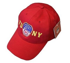 FDNY Baseball Hat Police Badge Fire Department Of New York City Red &amp; Gold On... - £10.71 GBP