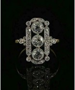 1.5Ct Künstlicher Diamant Drei Stein Hochzeit Ring 14K Weiß Vergoldet - $88.20