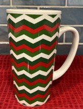 Holiday Coffee Hot Cocoa Mug Cup SCM Home Christmas Chevron Pattern Ston... - $15.01 CAD