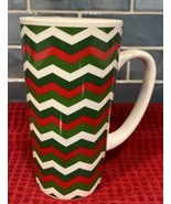 Holiday Coffee Hot Cocoa Mug Cup SCM Home Christmas Chevron Pattern Ston... - $10.95